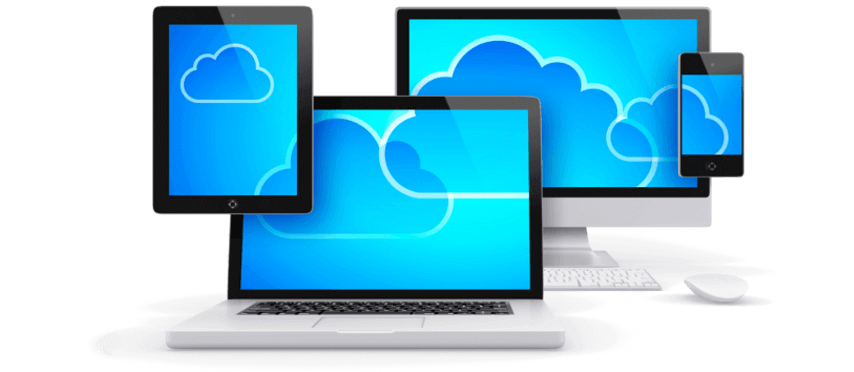 image of multiple devices inter-connecting through the cloud
